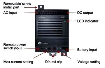 5 Volt battery backup DIN mount power supply, also available in 12 and 24 volts