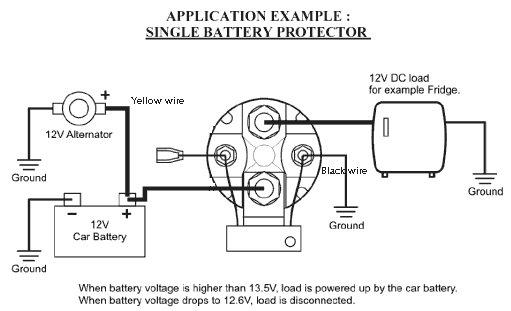 installation diagram for use as a low-voltage batery cuttout